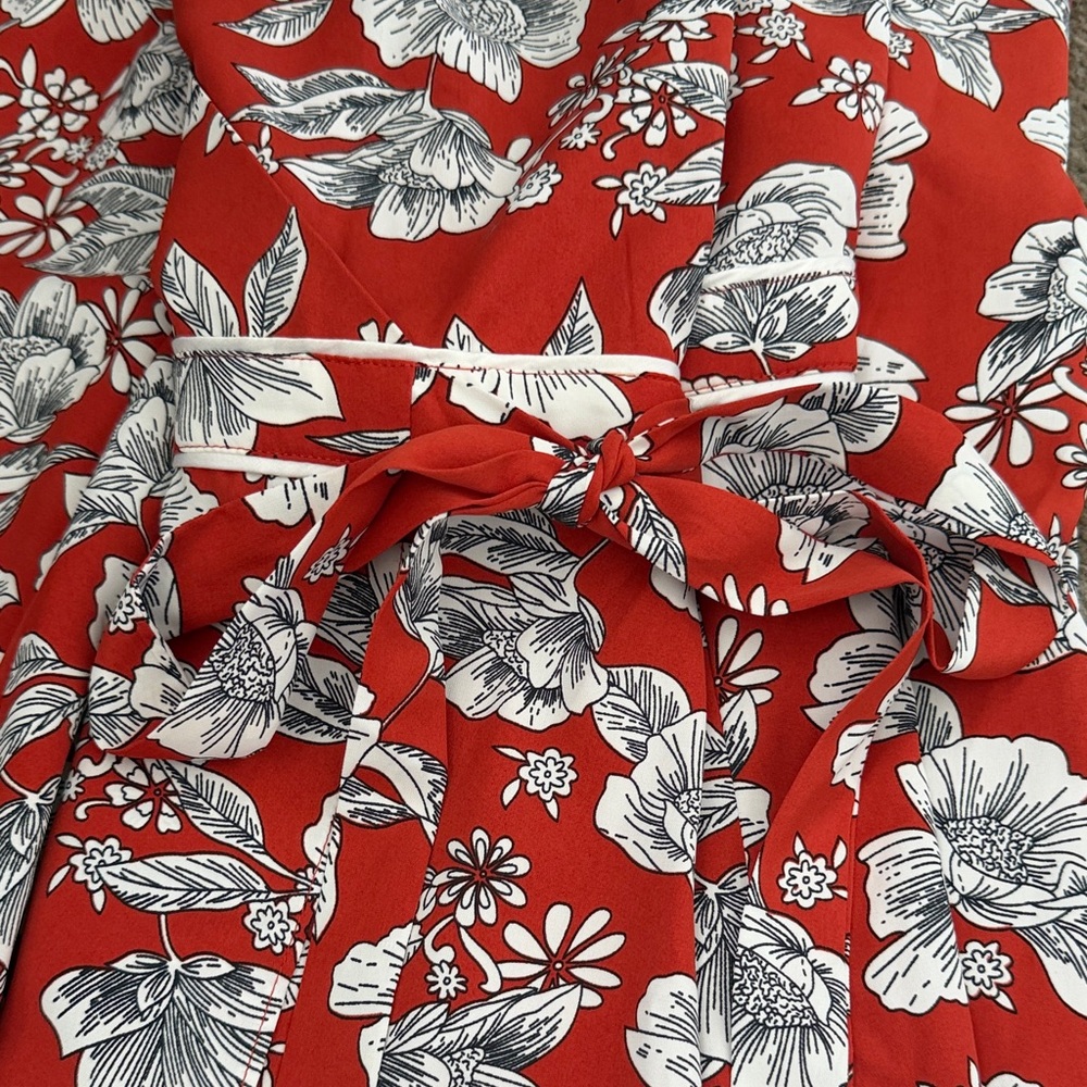 Red Floral Wrap Dress